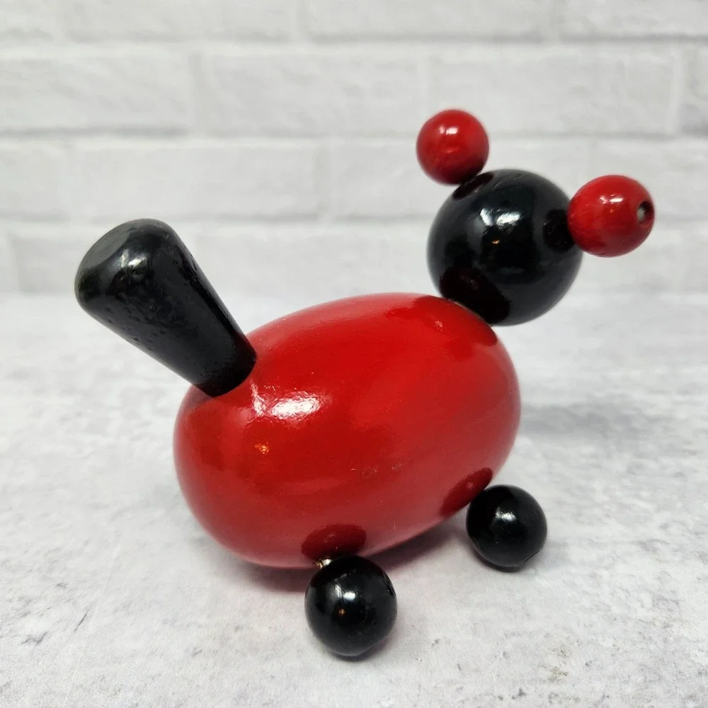 Rare Vintage Wooden Toy The Cat Kitty Brio 1970s 1980s Sweden Tiny Red Wood Cat